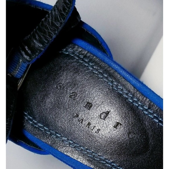 SANDRO PARIS ALINA NEON COBALT BLUE STRAPPY SANDALS SHOES $470 38 / US 7.5 7 1/2 - Picture 9 of 12